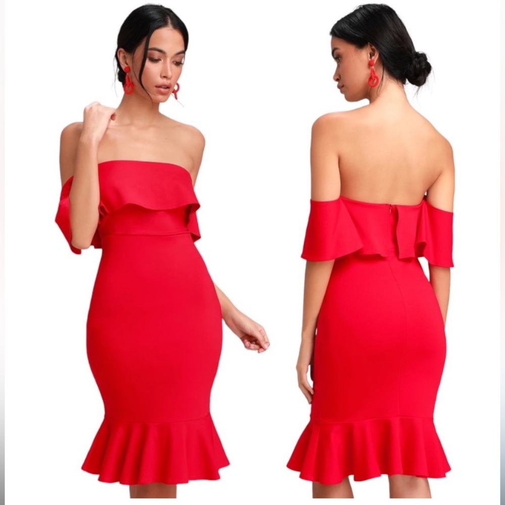 Stunning Red Off the Shoulder Dress | XS